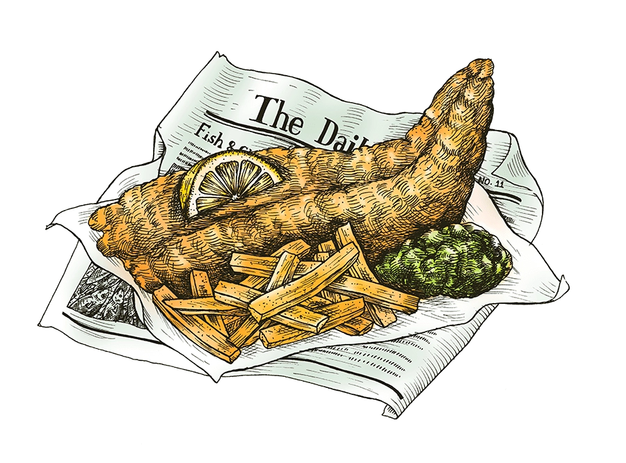 Drawing of fish and chips